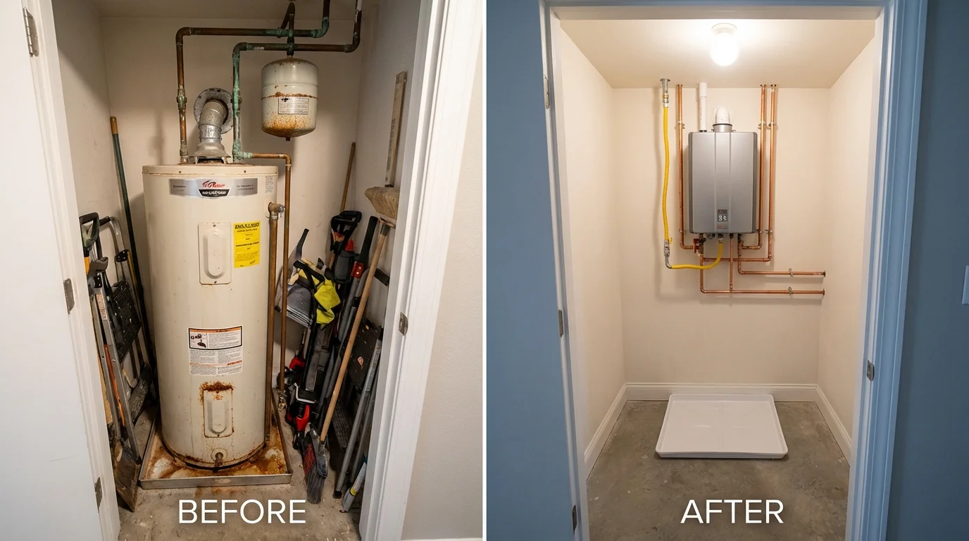Tank water heater versus wall-mounted tankless unit comparison for Alexandria, IN homeowners